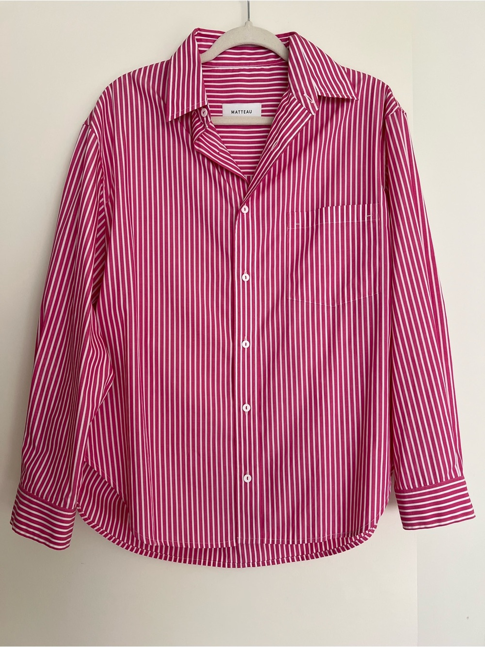 Matteau Classic Stripe Shirt in Pink Sherbet
